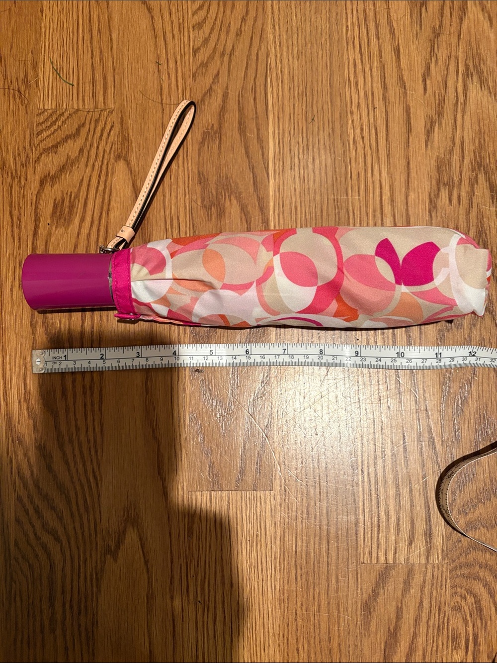 Coach Compact Pink Patterned Folding Umbrella